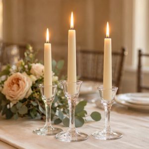 Elegant Clear Glass Taper Candle Holder Set for Formal Dining Table Decoration and Gorgeous Wedding Centerpieces