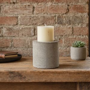 Industrial Concrete Pillar Candle Stand Holder for Urban Loft Apartment Fireplace Mantle and Beautiful Minimalist Styling