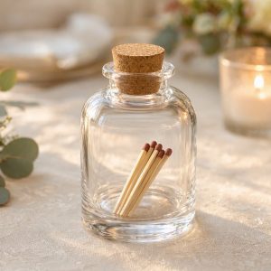 Classic Clear Crystal Match Cloche Holder with Cork Plug for Luxury Wedding Table Decor and Elegant Vanities